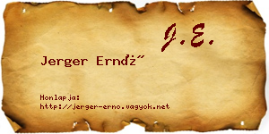 Jerger Ernő névjegykártya